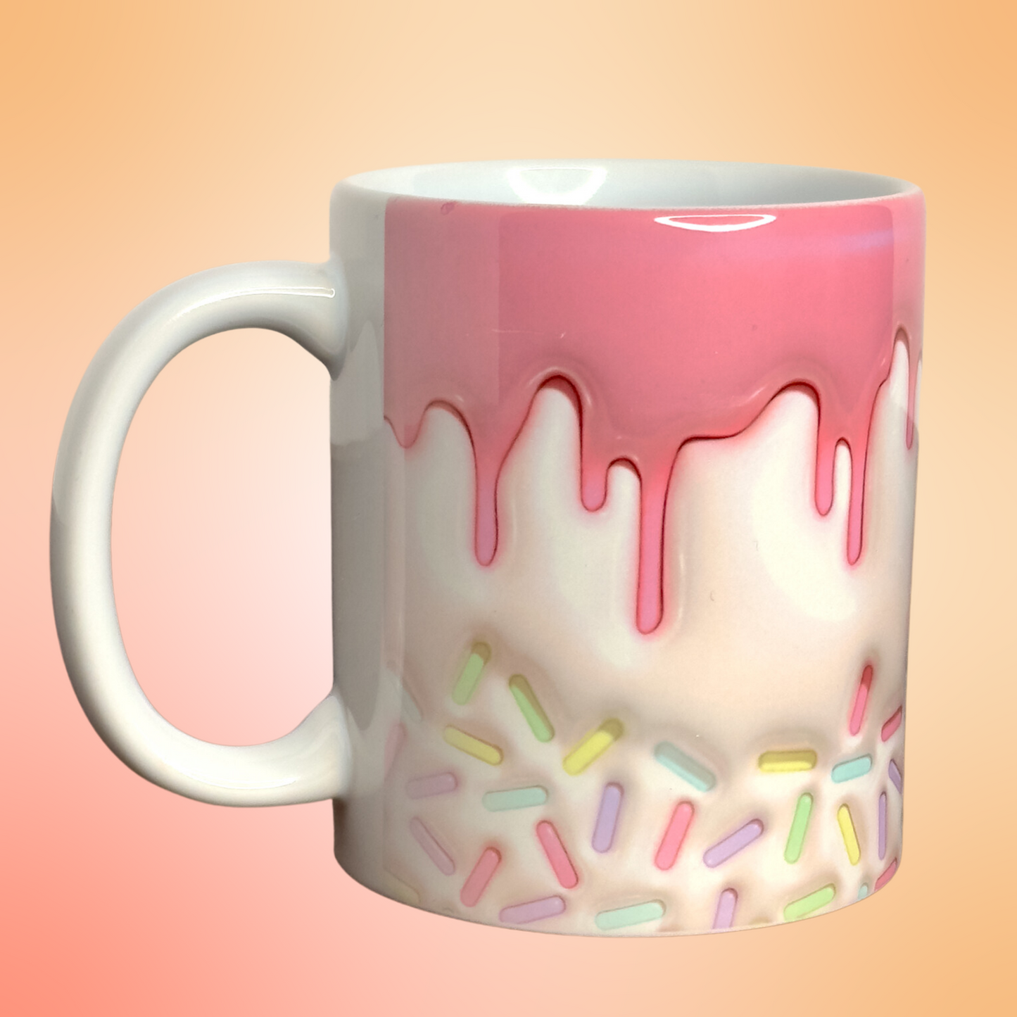 Taza de fiesta con cupcakes y espolvoreados