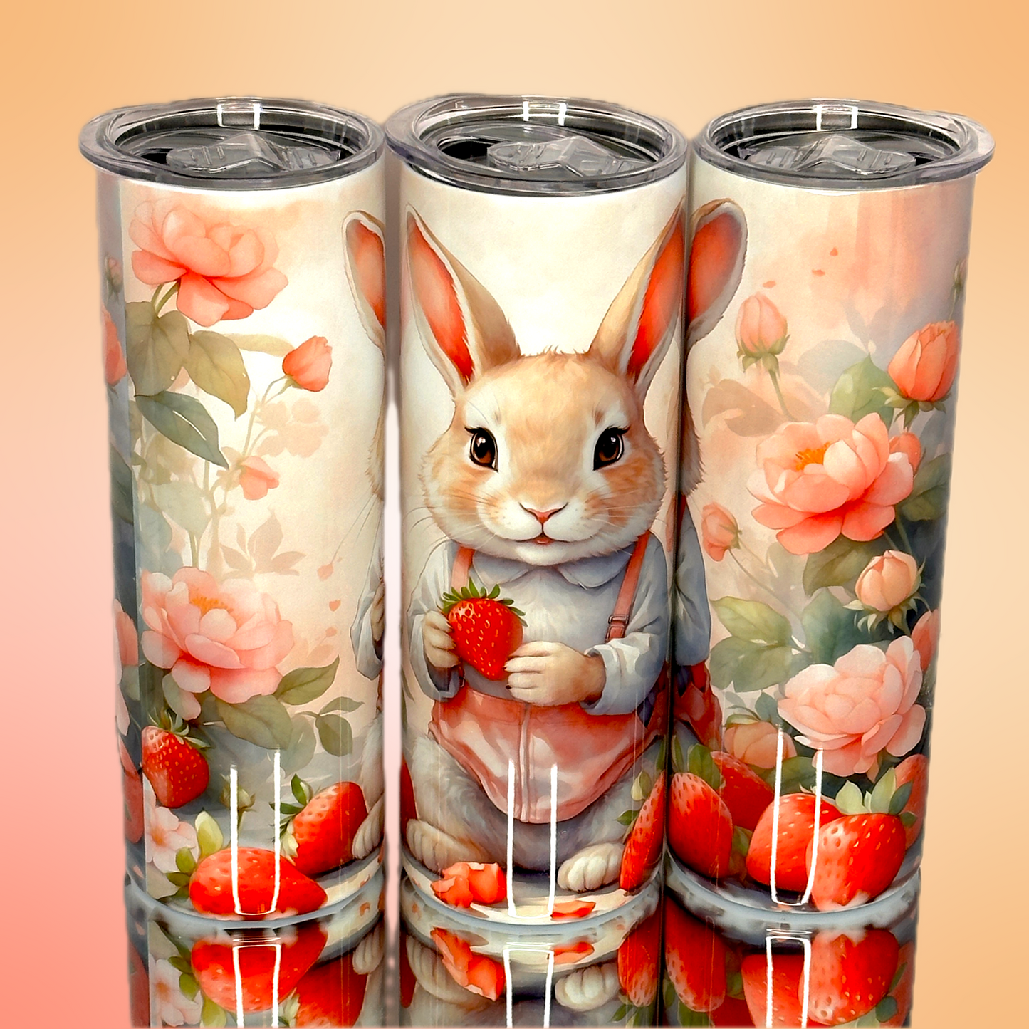 Strawberry Briar Patch Bunny Tumbler