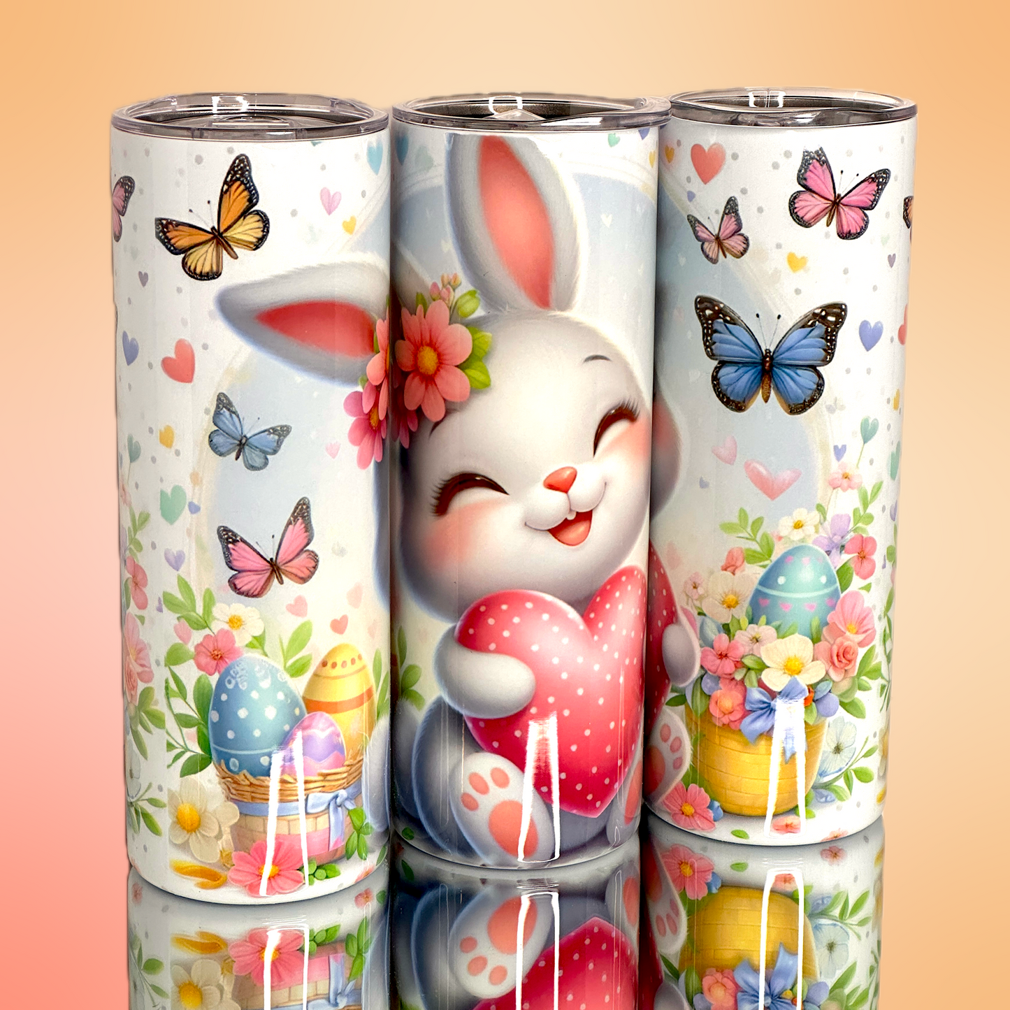 "Pink Heart Bunny Bliss Tumbler"