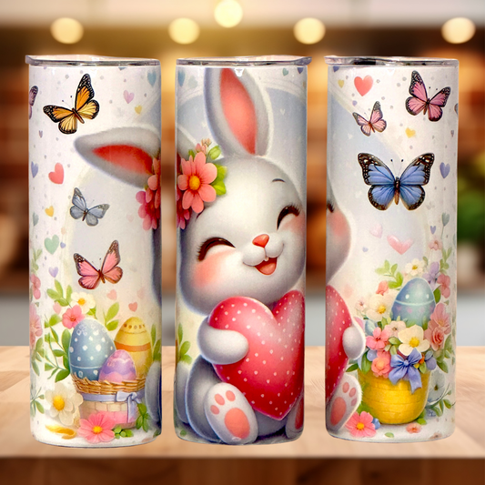 "Pink Heart Bunny Bliss Tumbler"