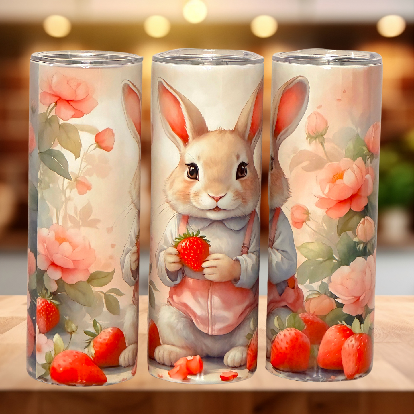 Strawberry Briar Patch Bunny Tumbler